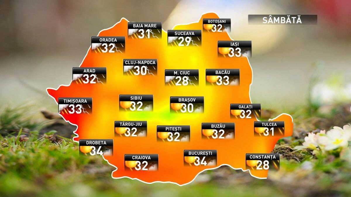 Prognoza meteo pentru sâmbătă, 25 august