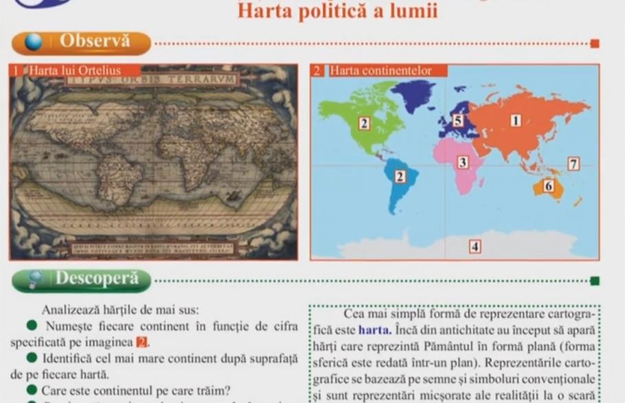Manualul de Geografie Pagina din manualul de Geografie de clasa a VI-a