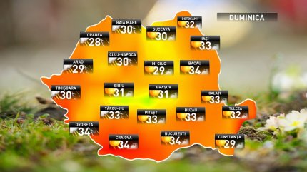 Prognoza meteo pentru duminică, 26 august