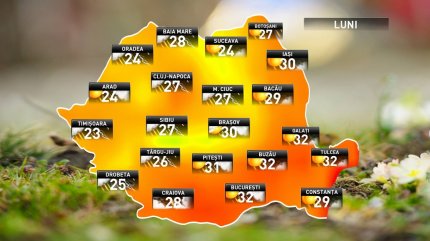 Prognoza meteo pentru ziua de luni, 27 august