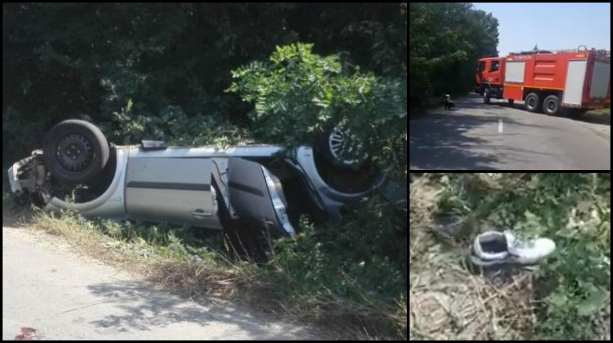 Patru fraţi s-au răsturnat cu maşina la Bolovani, în Dâmboviţa. Cel mai mic, un băieţel de 8 ani, este în comă
