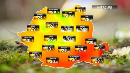 Prognoza meteo pentru miercuri, 29 august