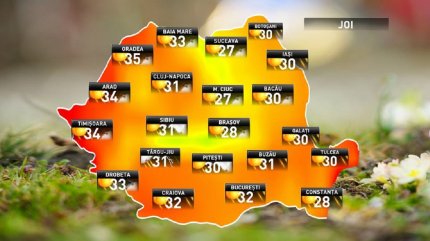 Prognoza meteo pentru joi, 30 august