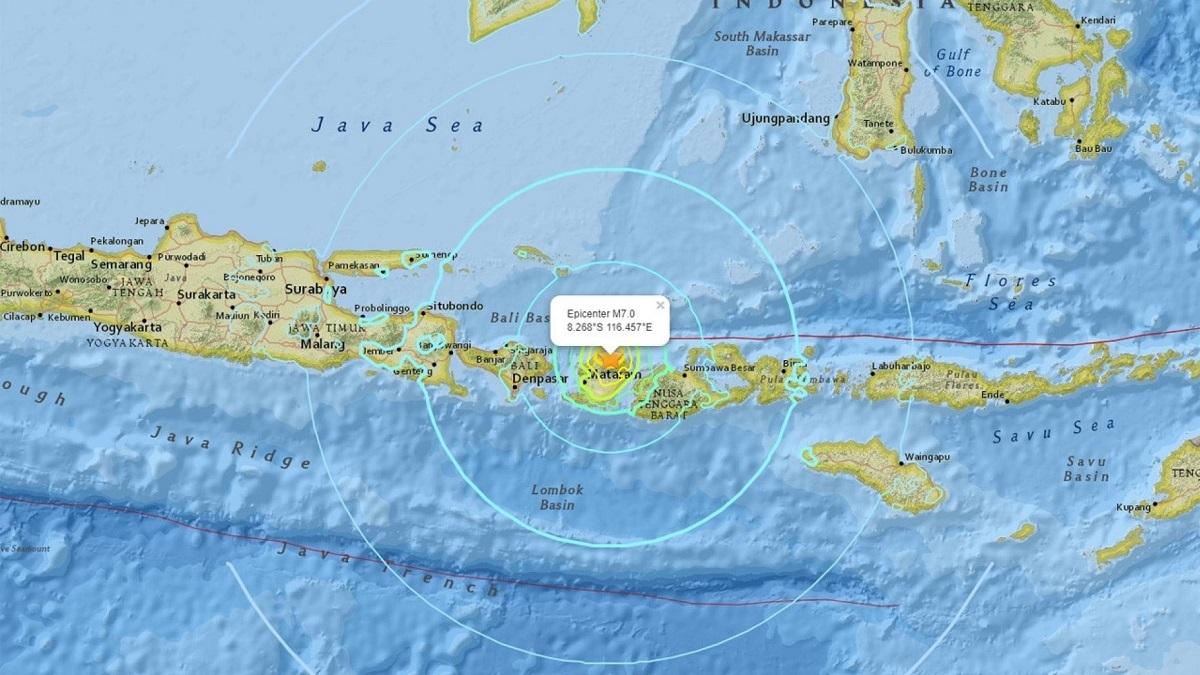 Harta cutremurului Locul unde s-a produs cutremurul din Insula Lombok din Indonezia