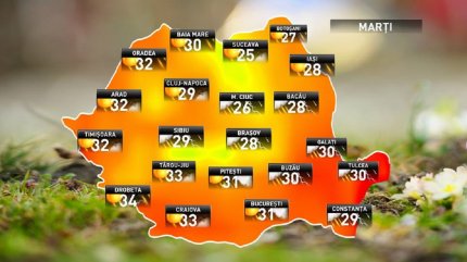 Prognoza meteo pentru marţi, 7 august