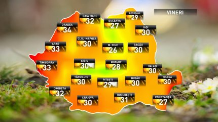 Prognoza meteo pentru vineri, 10 august