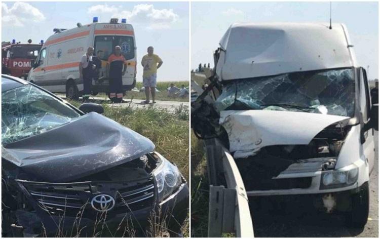 Un microbuz şi o maşină s-au ciocnit la Nădlac, Arad