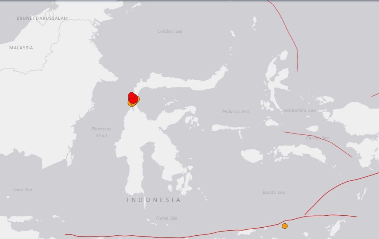 Harta cu locul cutremurului Harta USGS cu locul unde s-a produs cutremurul din Indonezia