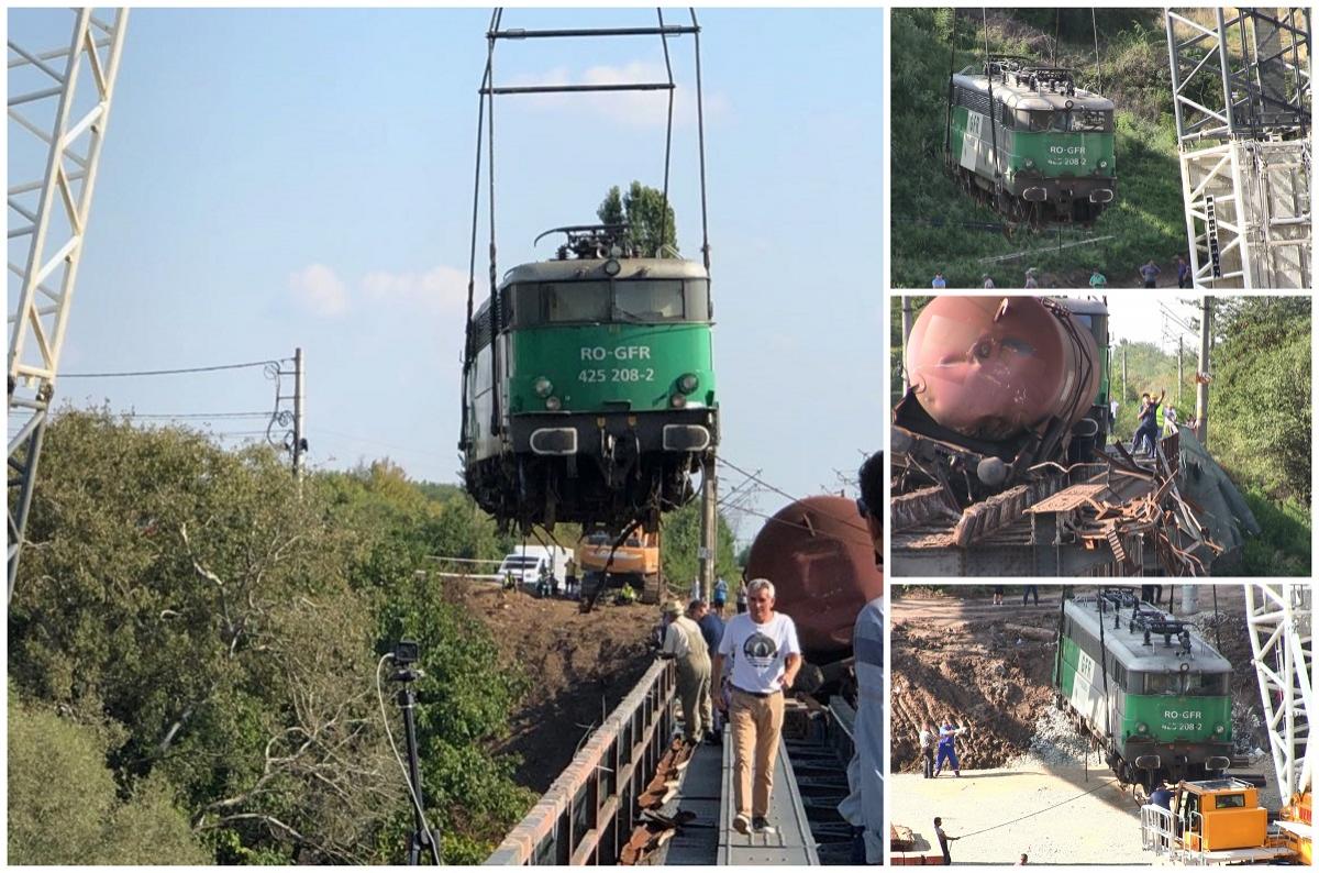 Locomotiva GFR deraiata la Craiova a fost coborata