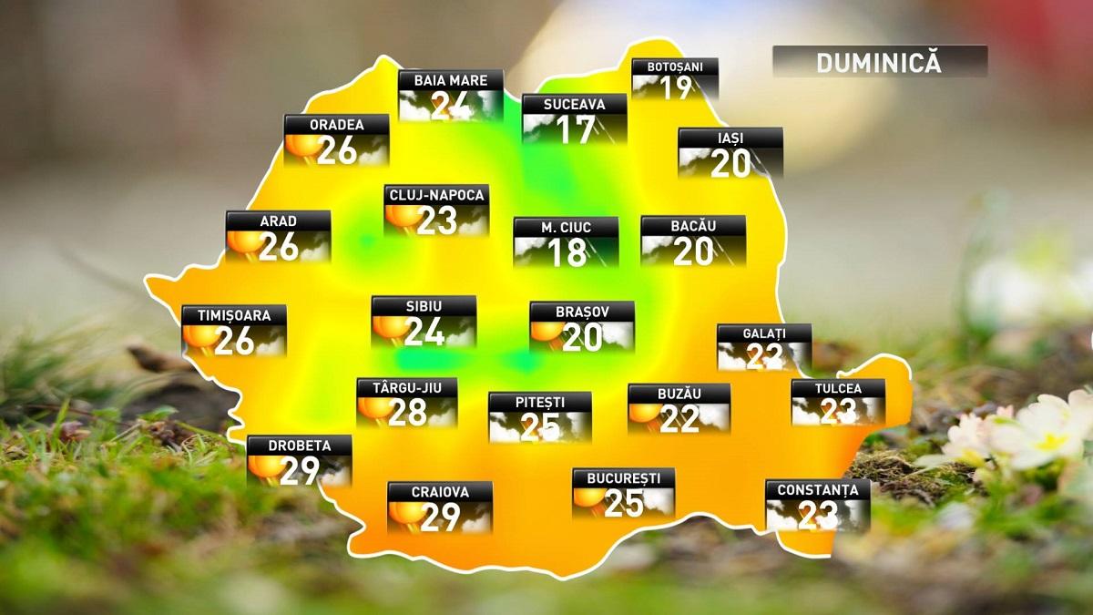 Prognoza meteo pentru duminică, 9 septembrie