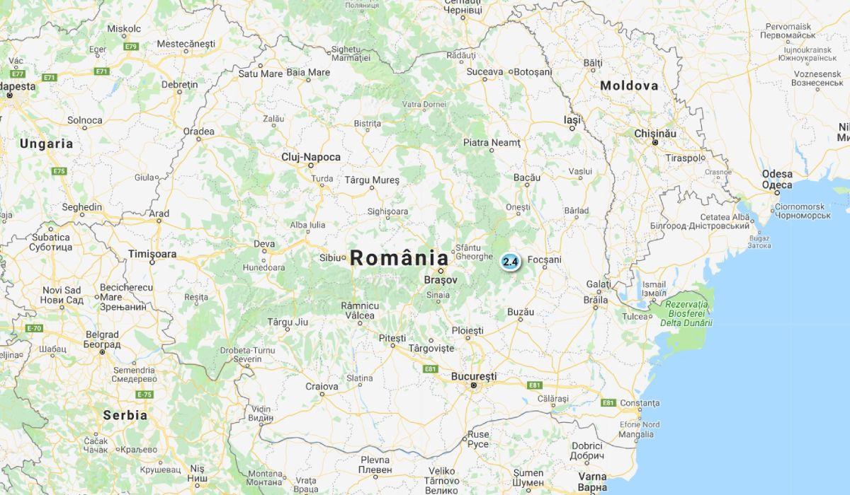 Harta cutremurului produs în România în noaptea de 12 ianuarie