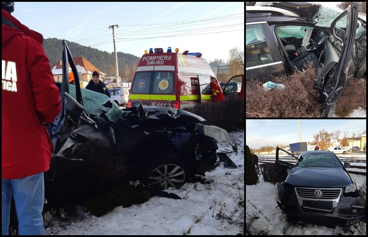 Șofer de 19 ani, lovit de tren la Rasnov