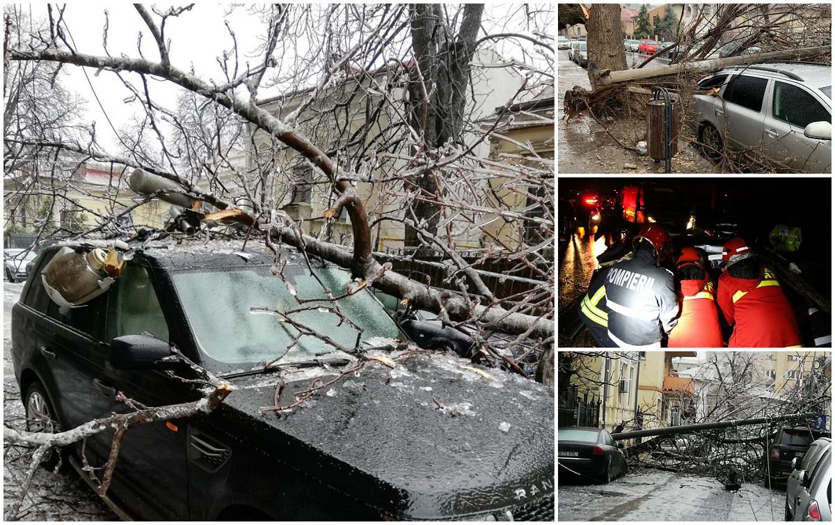 Haos în București din cauza ploii inghețate