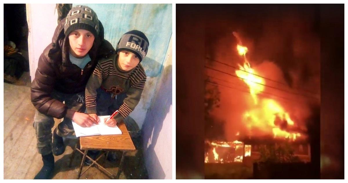 Andrei şi Nicuşor, doi copii din Bacău, au rămas fără casă în mijlocul iernii