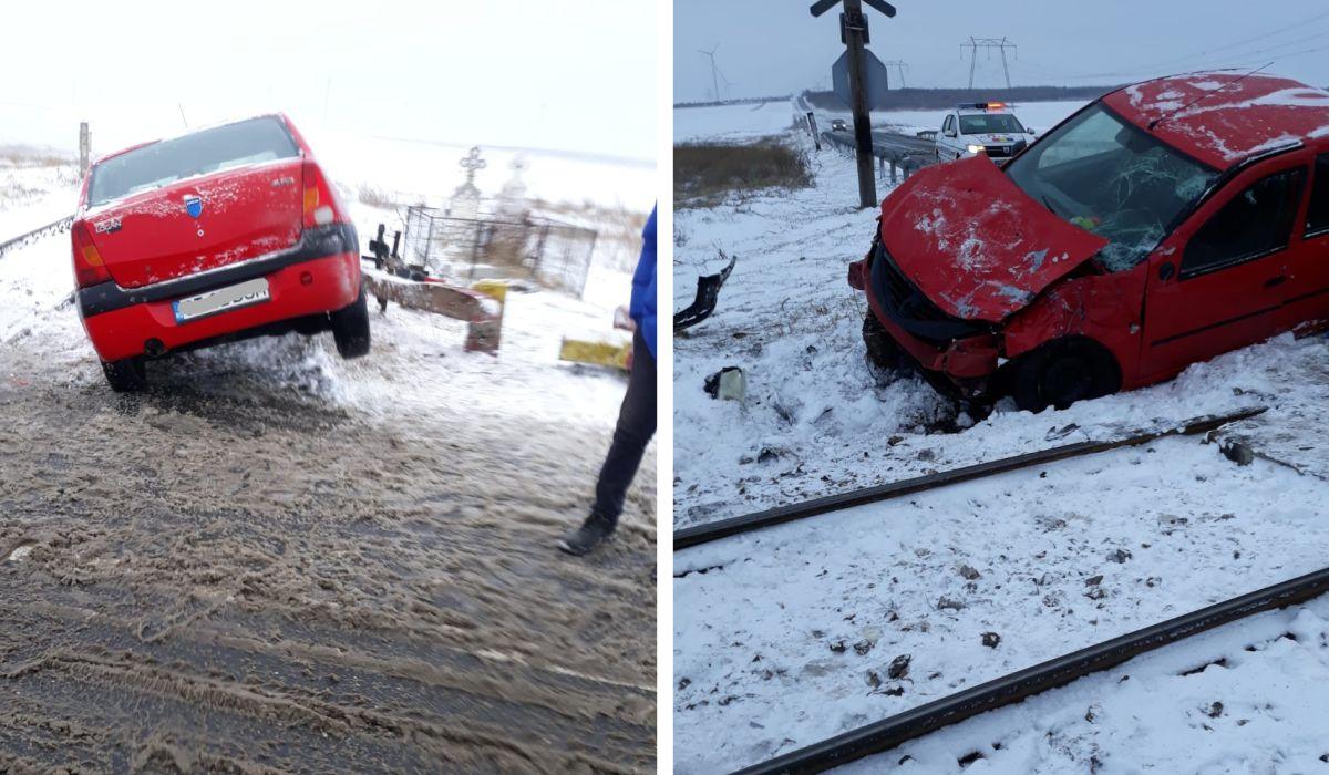 Maşină lovită de tren între Constanţa şi Tulcea