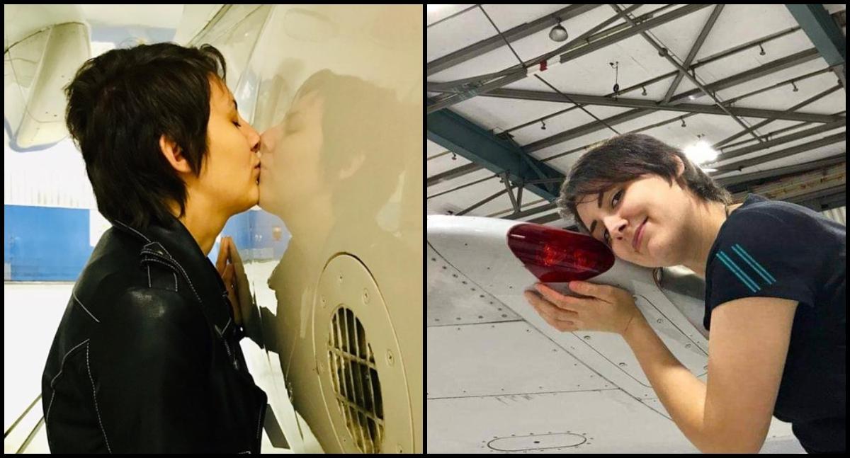Femeie îndrăgostită de un Boeing 737
