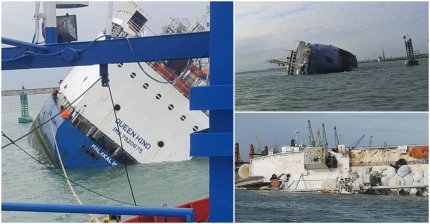 O navă care transporta 14.000 de oi şi la bordul căreia se aflau 22 de marinari s-a răsturnat, duminică, în Portul Midia