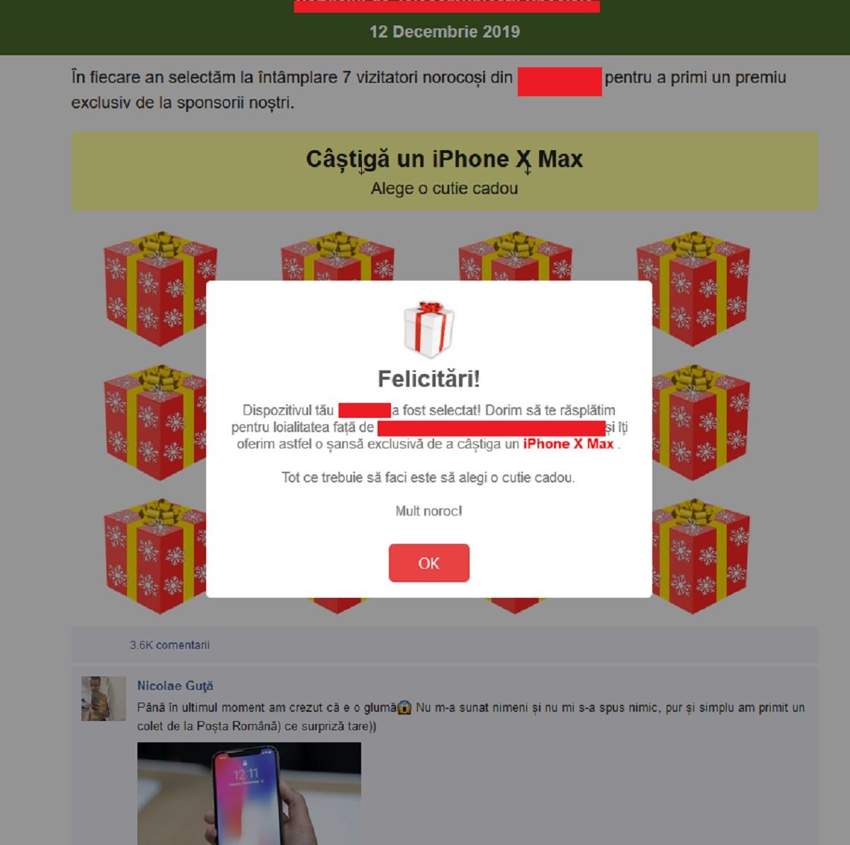Înșelătorie cu "iPhone X Max" pe internet. Victimele, păcălite să trimită SMS la suprataxă