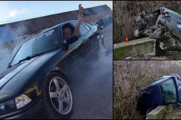 Adolescentul a murit într-un BMW zdrobit într-un cap de pod, în Cluj Napoca