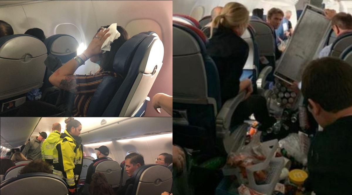 Captură video momentul turbulenţelor din avionul Delta Cinci persoane au fost rănite, în urma turbulenţelor puternice ale avionului Delta