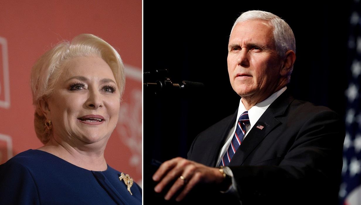 Viorica Dăncilă și Mike Pence Viorica Dăncilă și Vicepreședintele SUA MIke Pence