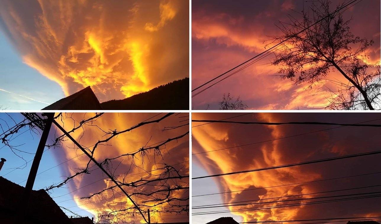 Apusul de soare fotografiat la Sibiu