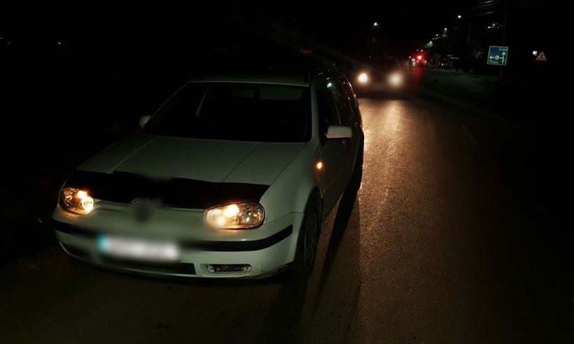 Locul accidentului Mașină care l-a lovit pe bărbatul din Dâmbovița