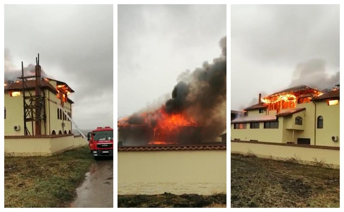 Incendiu uriaş la o mănăstire din 23 August, judeţul Constanţa