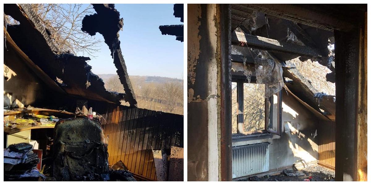 Mama lui Bogdan a rămas fără casa din Oneşti după un incendiu devastator