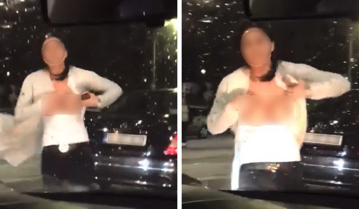 Tânără topless, scandal în traficul din București cu o altă șoferiță