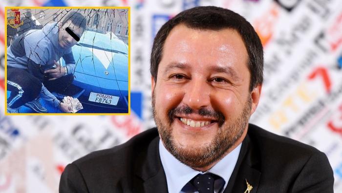 Matteo Salvini și românul care se pozează cu mașina Lamborghini a poliției italiene