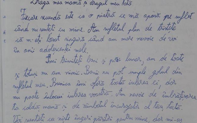 O fetiţă din Olt le-a scris părinţilor
