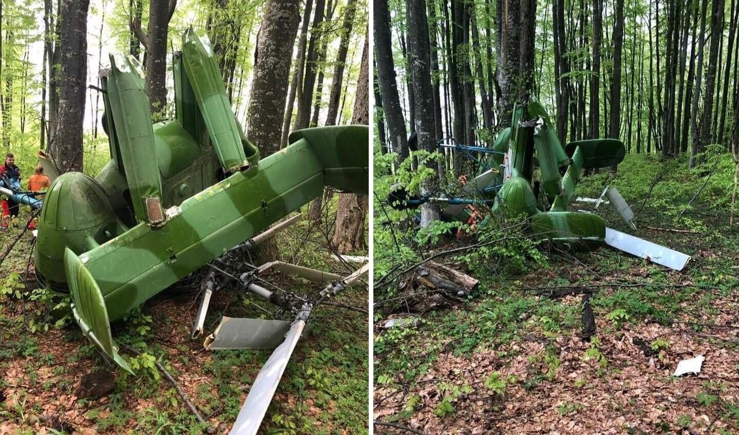 Epava elicopterului prăbușit lângă Săpânța