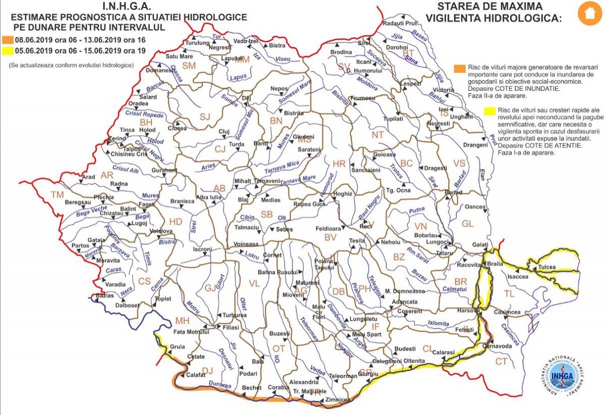 Dunărea a depăşit cu 6 centimtri cota de atenţie la staţia hidrometrică Bechet