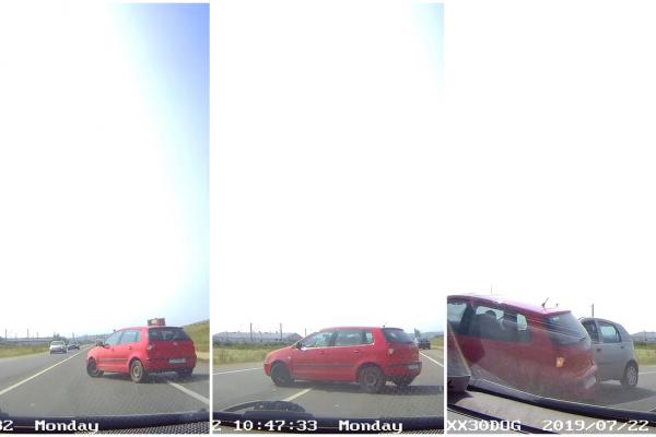 Şoferiţă filmată cum virează brusc stânga, pe linie continuă, spulberată instant de o maşină (Video)