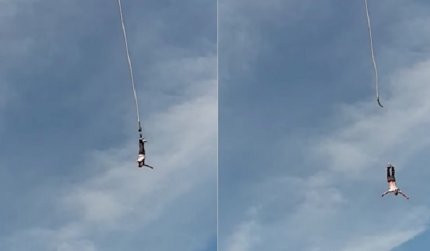 Un tânăr se prăbuşeşte în gol zeci de metri, în timp ce face bungee jumping