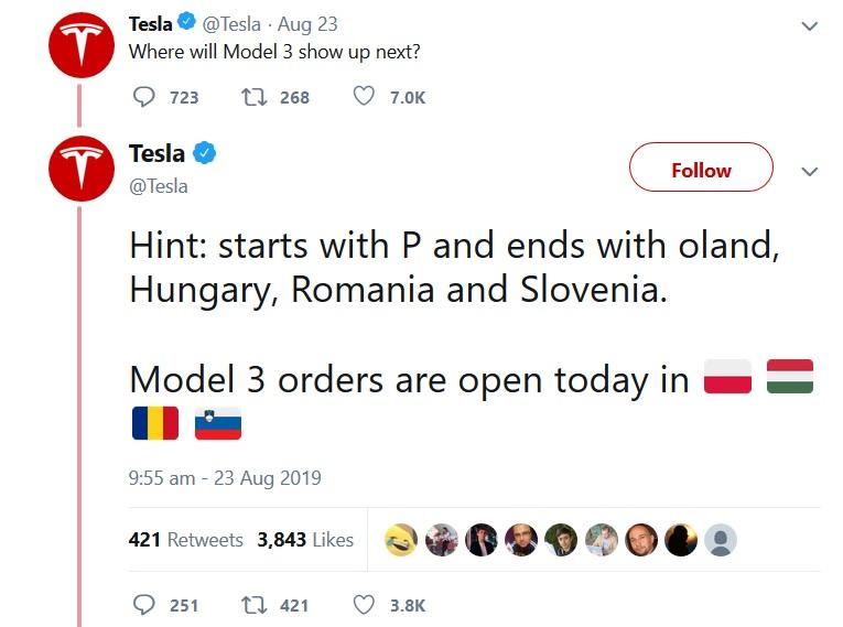 Modelele Tesla pot fi comdanante din România şi vor fi livrate în 2020