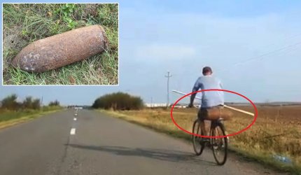 Bombă găsită pe câmp, cărată acasă cu bicicleta de un bărbat din Frumuşeni, Arad