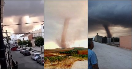 O tornadă spectaculoasă a traversat, ieri după-amiază, oraşul Campillos din provincia Malaga