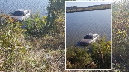 BMW în lac, la Fălticeni