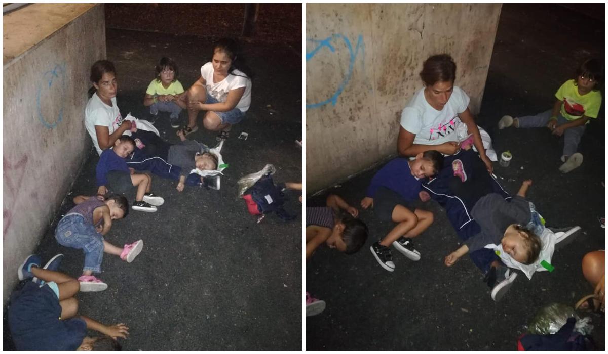 Mamă cu 5 copii, doarme la metrou