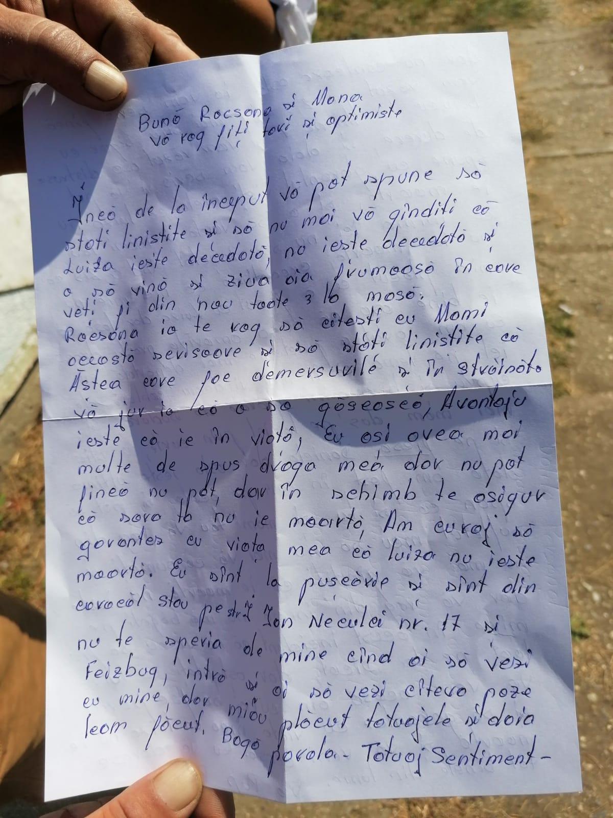 Scrisoare primită de mama Luizei de la un deţinut de la penitenciarul Craiovei