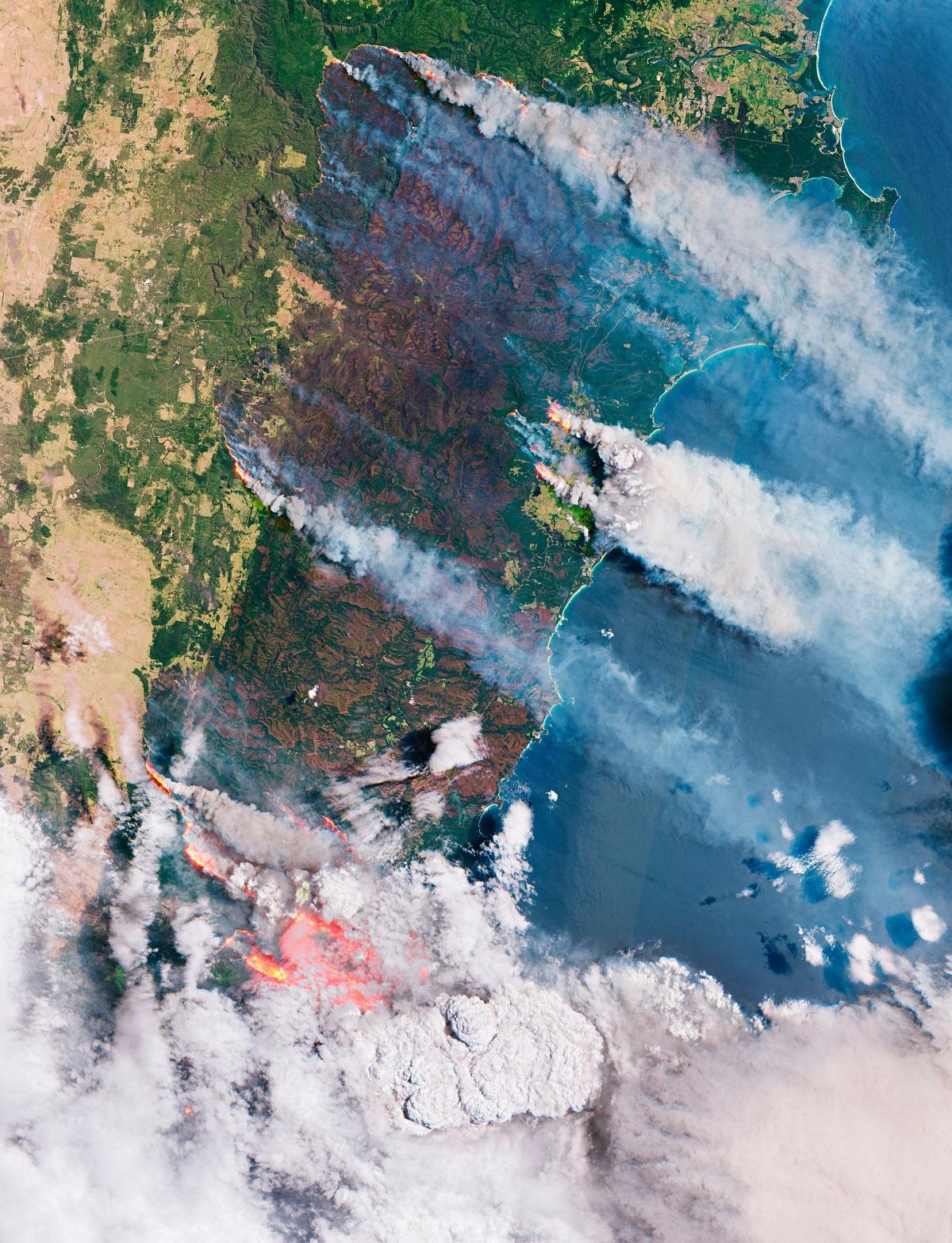 Satelitul Copernicus a fotografiat din spațiu incendiile care mistuie Australia
