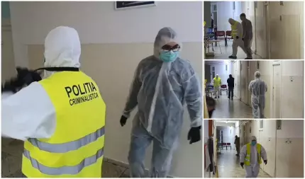 Imagini de la crima din spitalul de Urgenţă Neamţ Criminaliştii strâng probe şi fac fotografii după crima atroce din spital
