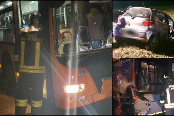 Georgeta Vasiliu a intrat cu maşina, o Toyota Yaris, într-un autobuz