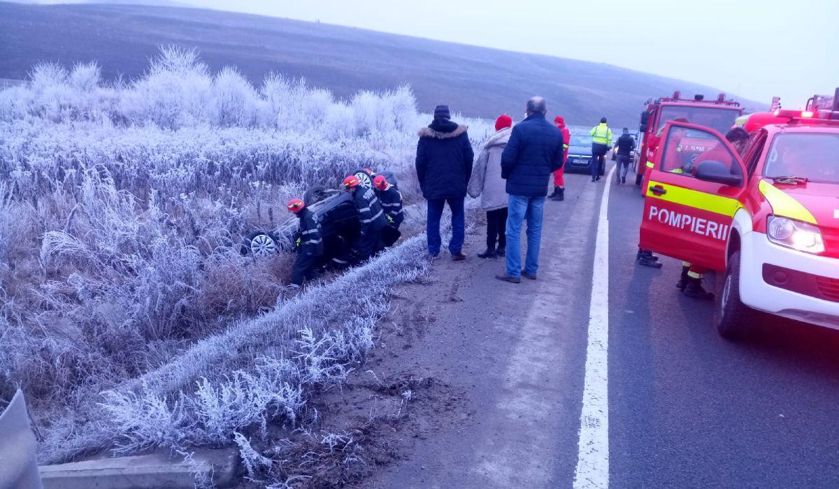 Accident pe centura orașului Cluj-Napoca din cauza poleiului