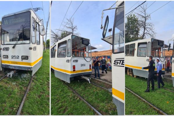 Tramvaiul nr. 11 a lovit din spate tramvaiul nr. 10 care se afla în stație