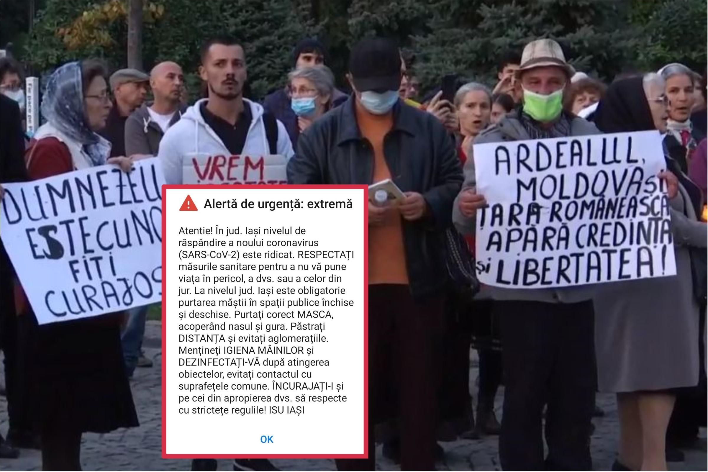 Pelerinii aflați la protestul de la moaștele Sfintei Parascheva au primit un mesaj prin Ro-Alert