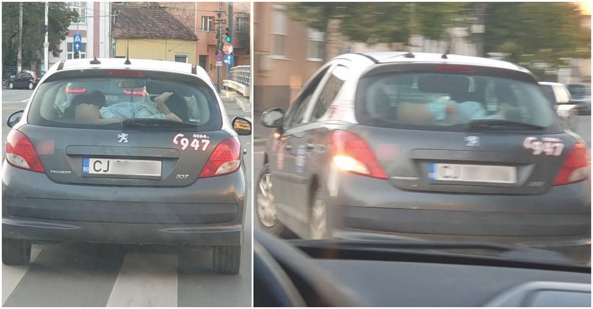 Copil transportat pe haionul unei mașini aflate în mers, în Cluj