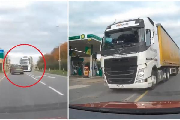 Momentul teribil în care un șofer de TIR leșină la volan, pe un drum din Anglia